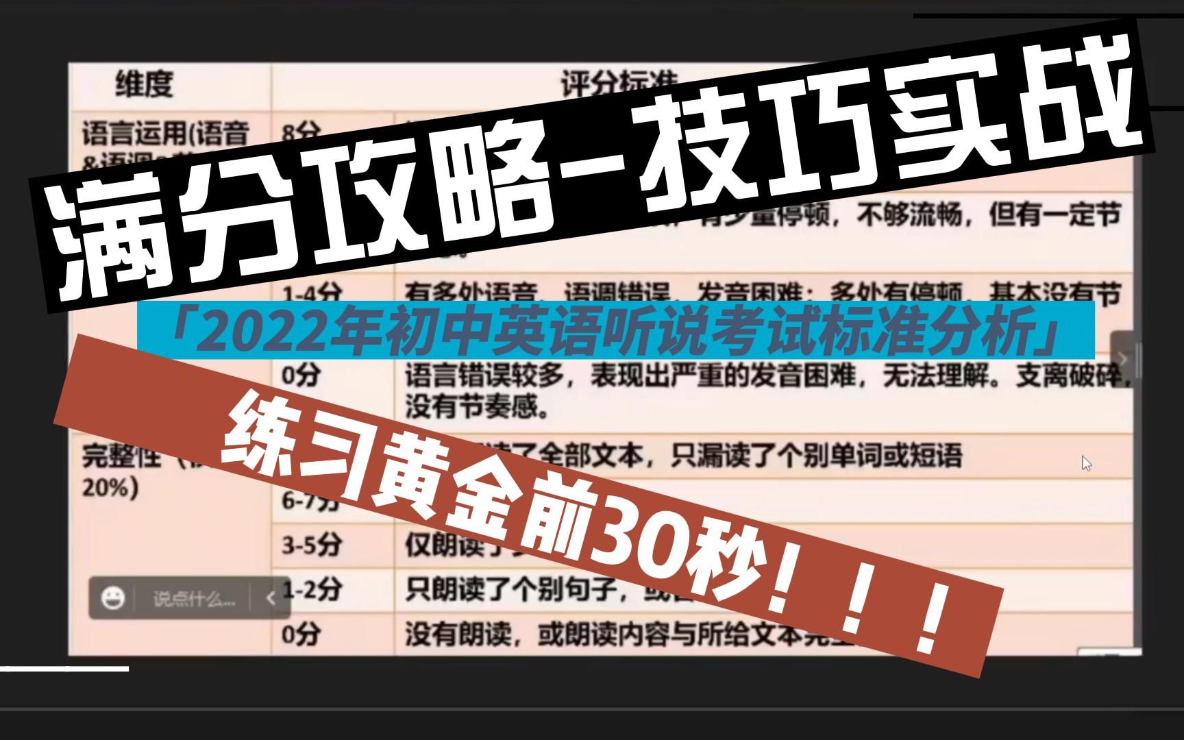 初中英语听说考试满分攻略技巧黄金前30秒实战哔哩哔哩bilibili