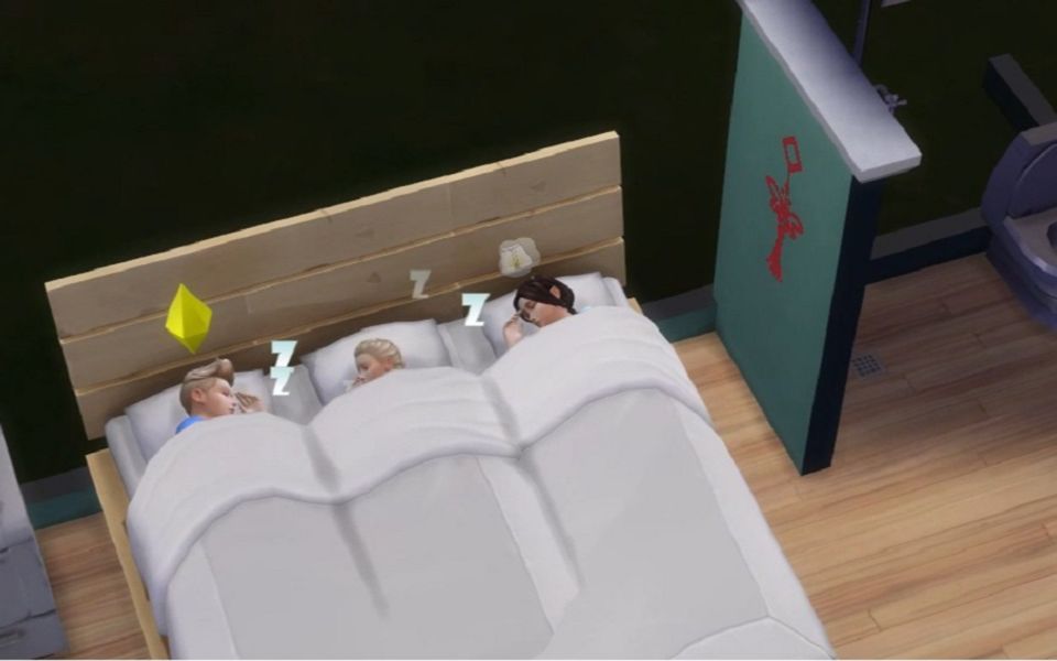 [图]【Asimmer/预算两千的房子，一家三口同挤一张床】| The Sims 4 | 模拟人生4 | No Mod