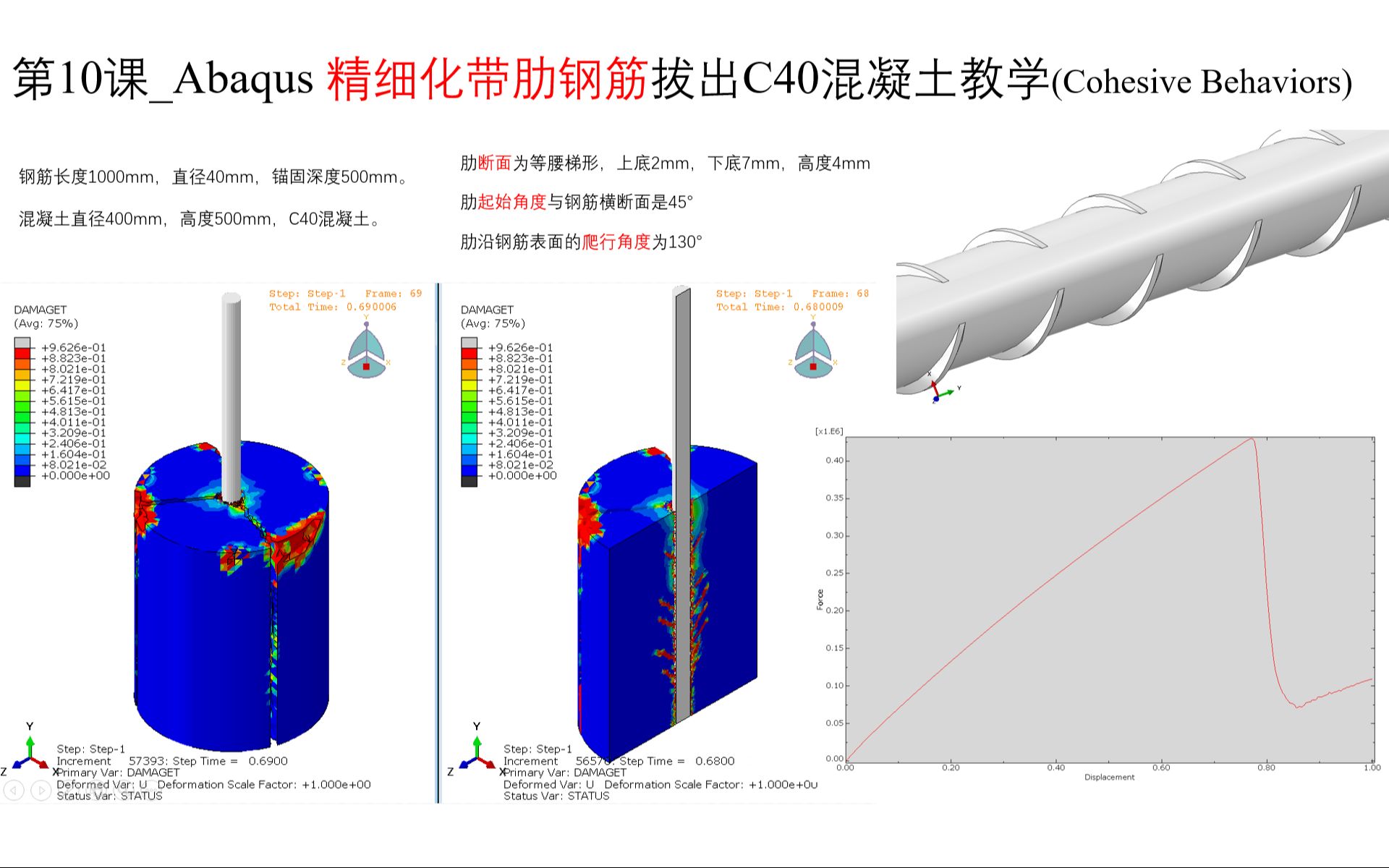 Abaqus第10课 精细化带肋钢筋拔出C40混凝土教学(Cohesive Behaviors)哔哩哔哩bilibili