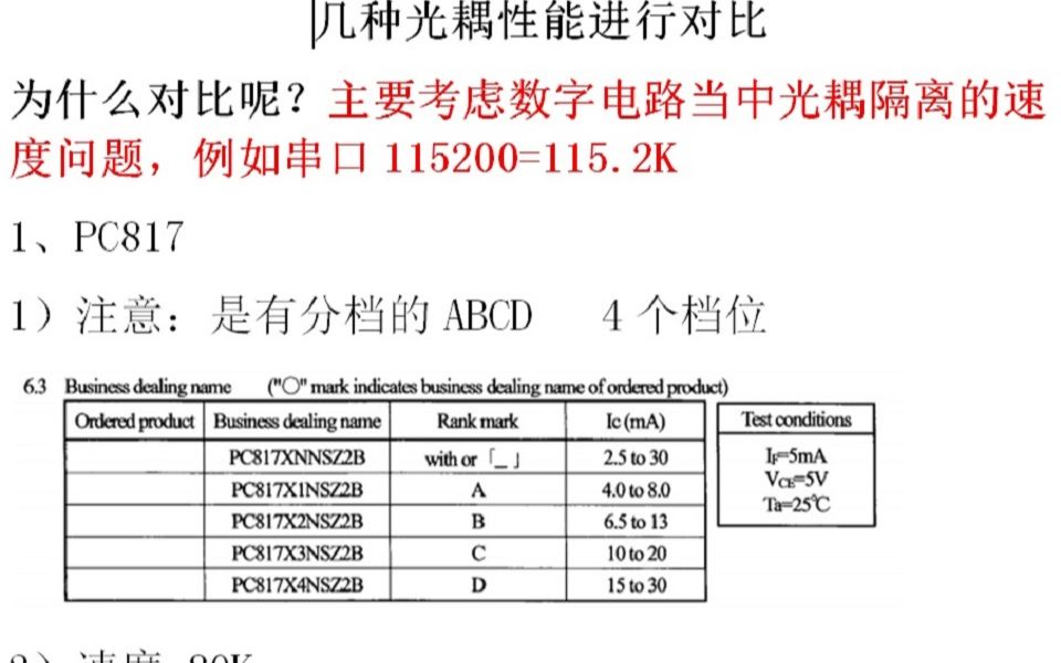 41几种光耦性能对比哔哩哔哩bilibili