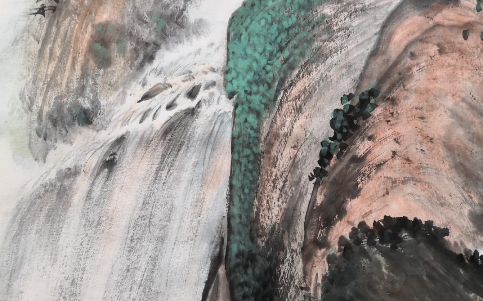 陈克斌山水画《山雨崔泉图》绘画过程