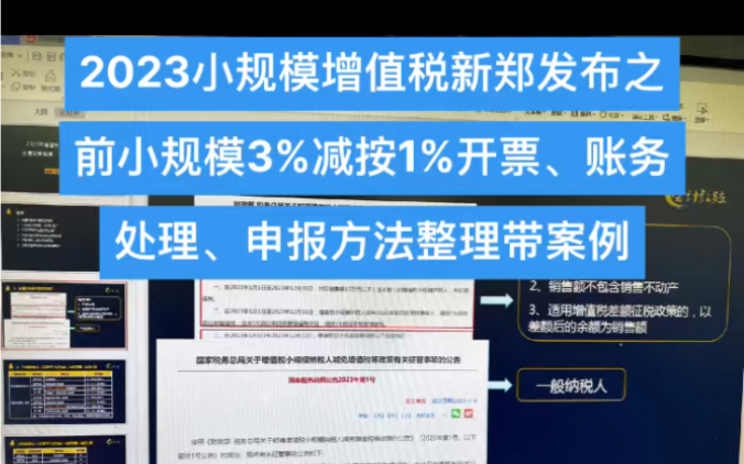 2023小规模增值税新郑发布之前,小规模3%减按1%开票、账务处理、申报方法整理,带案例哔哩哔哩bilibili