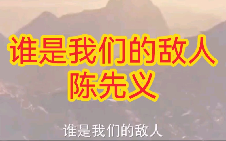 陈先义:谁是我们的敌人.哔哩哔哩bilibili