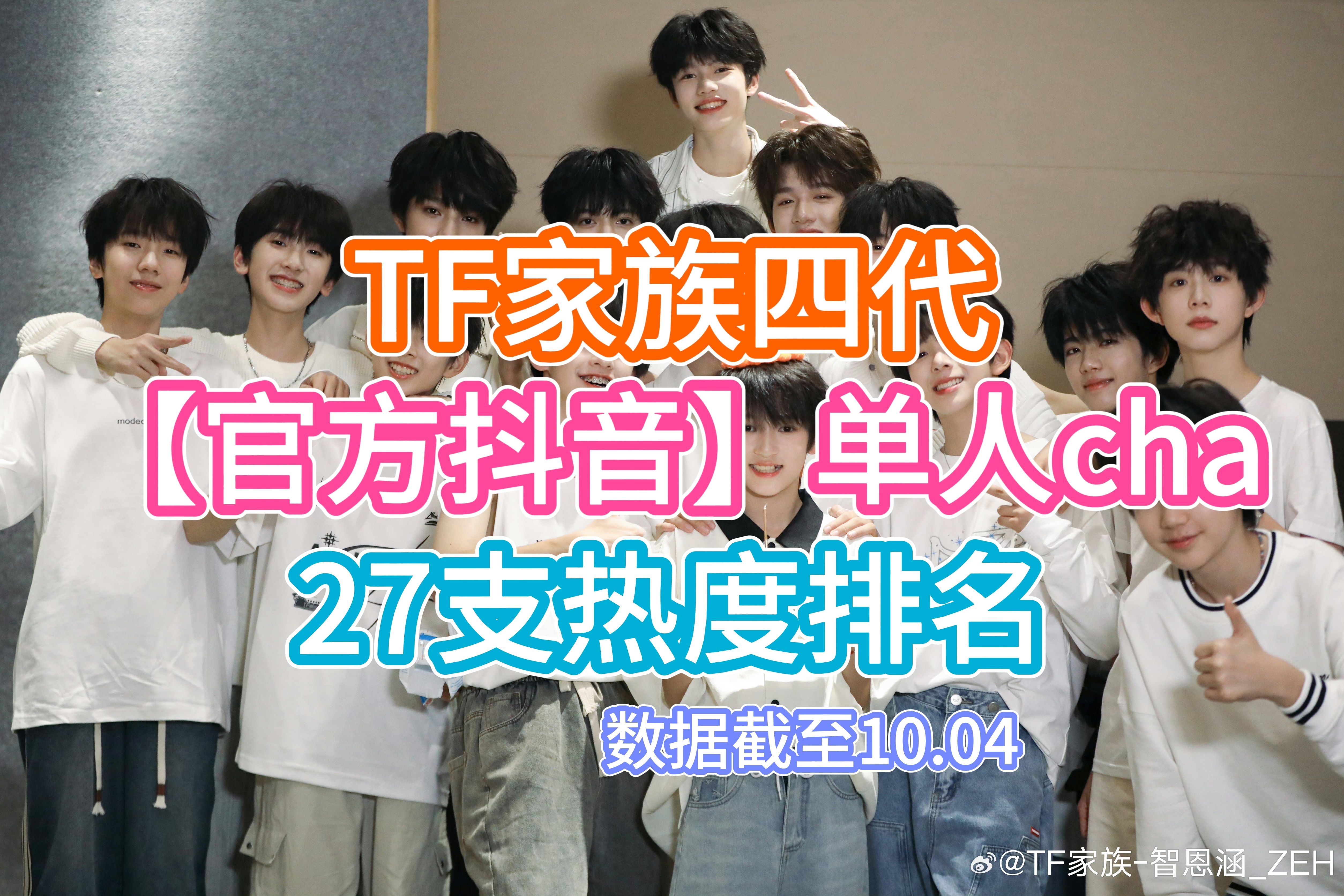 【TF家族四代】官方抖音全部单人challenge排名(27支),第一大断层!哔哩哔哩bilibili