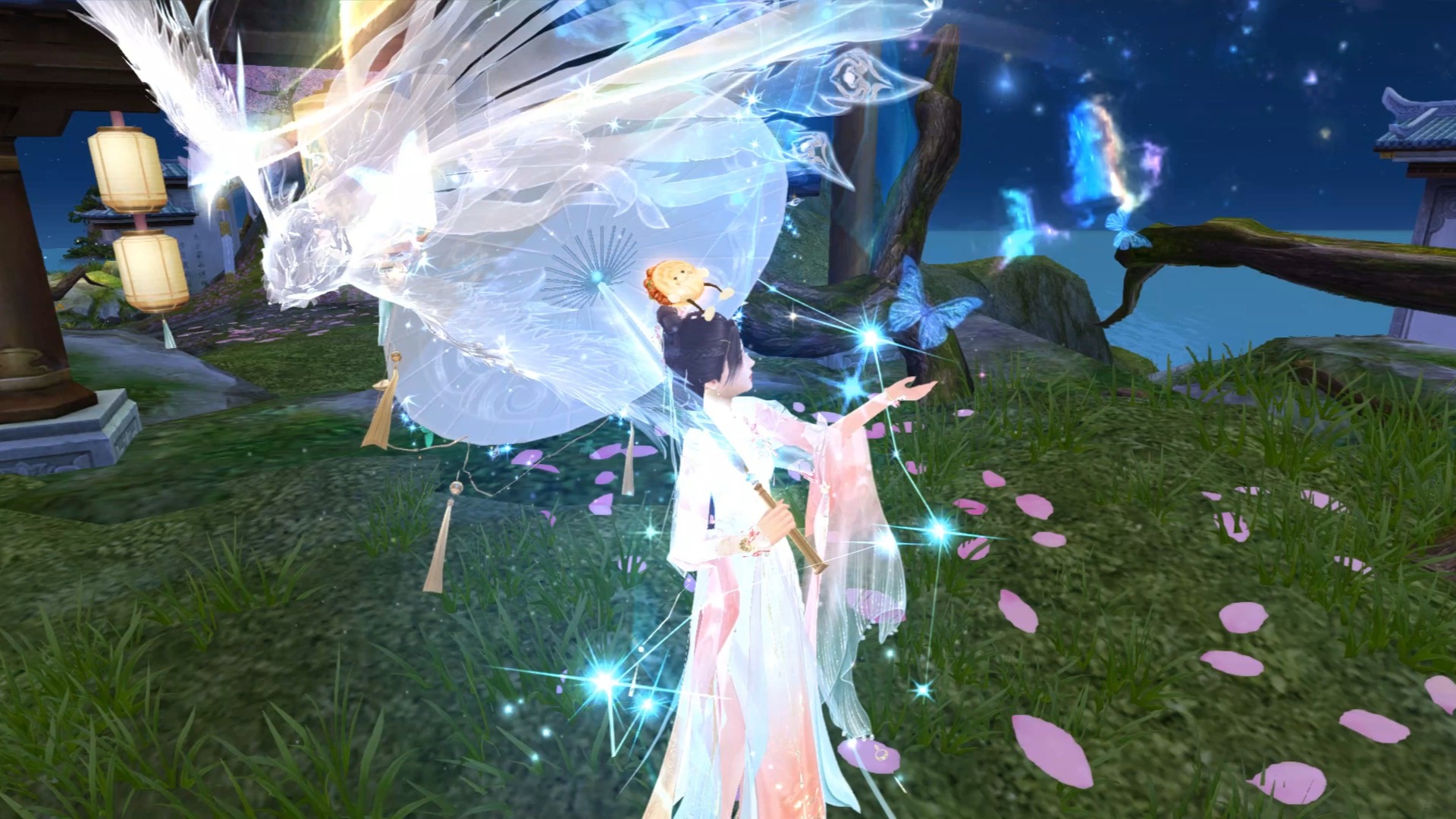 《天龙八部网游》录的时候这个伞的蝴蝶飞的恰到好处