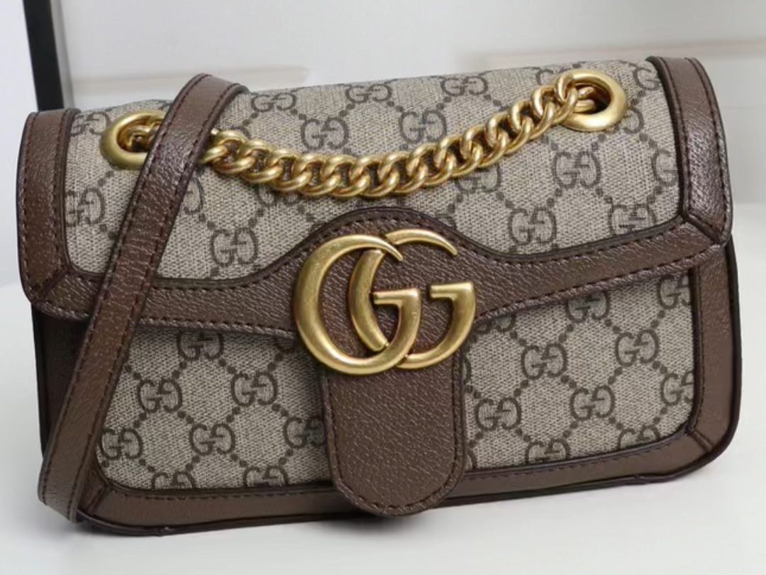 古驰古奇 gucci女包咖啡色 猪纹牛皮 gucci marmont 系列 95经典高