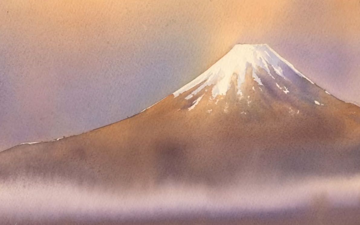 水彩搬运▏富士山水彩风景篇