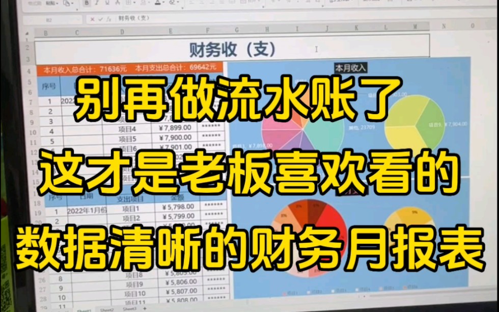 别再做流水账了,老板喜欢的月报表是这样的!清晰明了又美观,报表内含公式,直接套用就行啦~哔哩哔哩bilibili