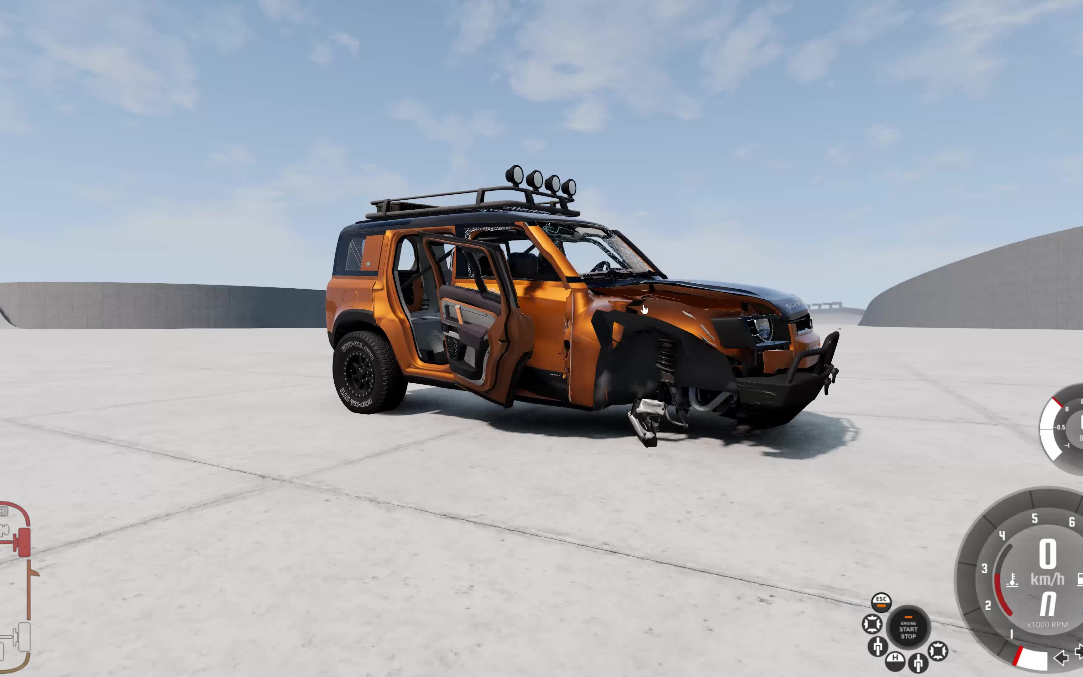 《beamng.drive》高速撞击路障测试(越野车)