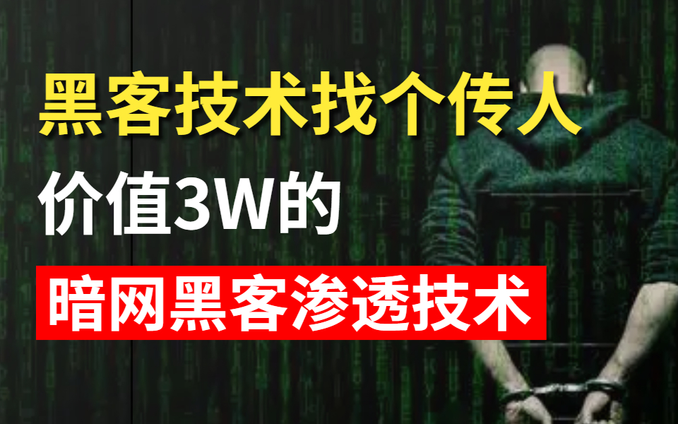 黑客技术找个传人,价值3W的暗网黑客渗透技术,Kali渗透测试/高危漏洞挖掘/DDOS/PHP代码审计/网络安全哔哩哔哩bilibili