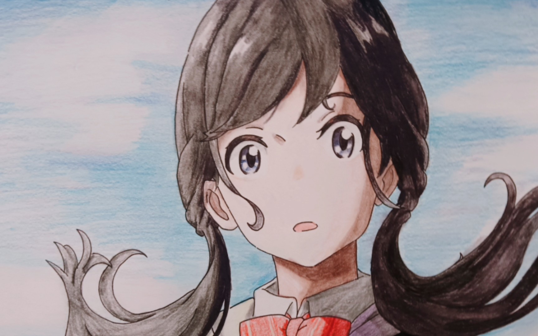 彩铅手绘《天气之子》女主阳菜