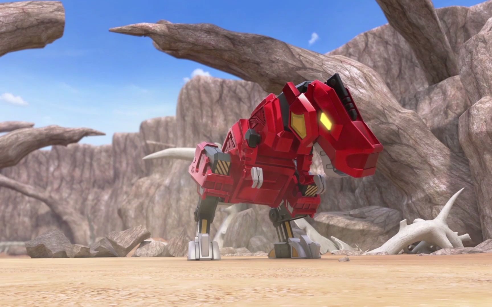 心奇爆龙战车6魔方变形精彩战斗:站起来!霸王龙!