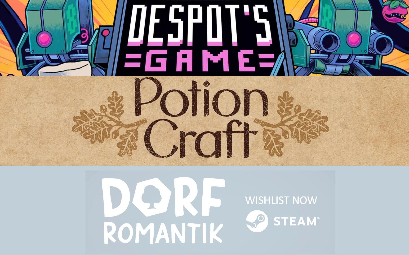 [图]【斗冰游戏试玩（3款）】Despot'sGame+PotionCraft+Dorfromantik。游戏类型：Roguelike结合自走棋+模拟经营+放格子休闲