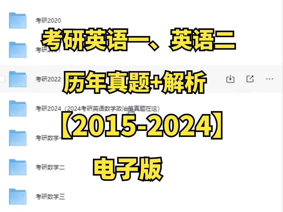 [图]【墙裂推荐】考研英语一、英语二历年真题+名师解析(2015-2024)电子版pdf合集详细汇总完整版网盘