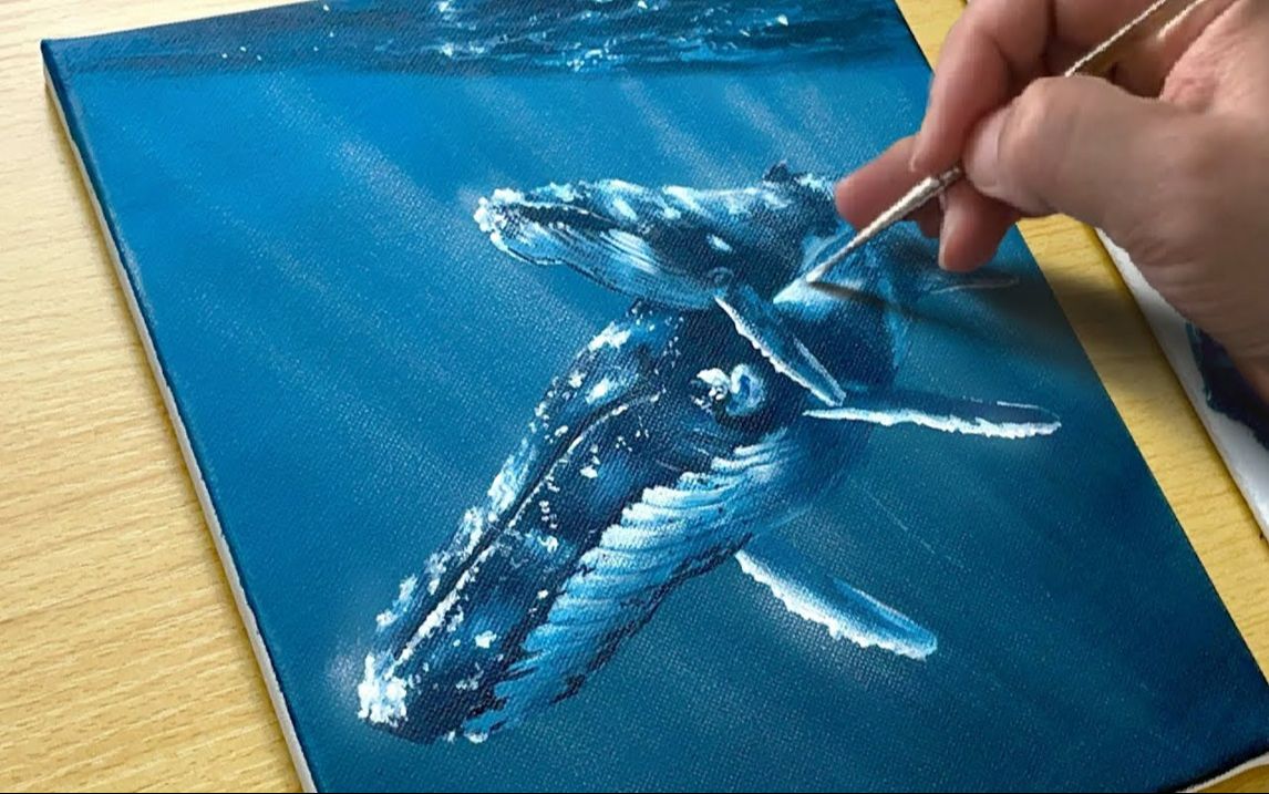 【丙烯画】【绘画教程】【中字】座头鲸Humpback Whale Painting Acrylic Painting for Beginners哔哩哔哩bilibili