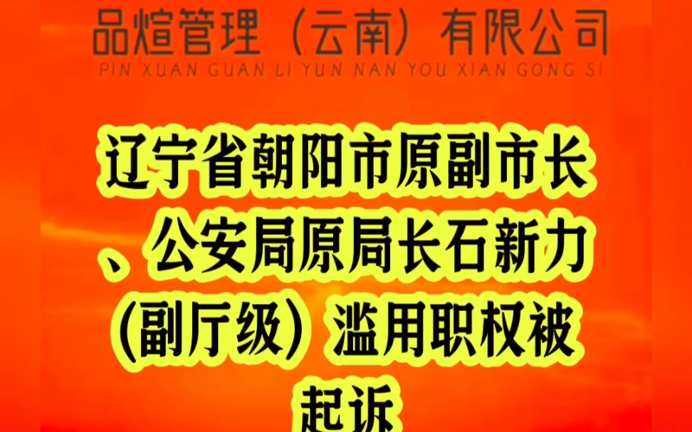 辽宁省朝阳市原副市长公安局原局长石新力(副厅级)滥用职权被起诉最高人民检察院2024050614:59北京哔哩哔哩bilibili