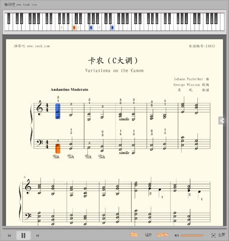 [图]《NO.2 卡农,钢琴谱》经典版，C大调钢琴谱，带指法