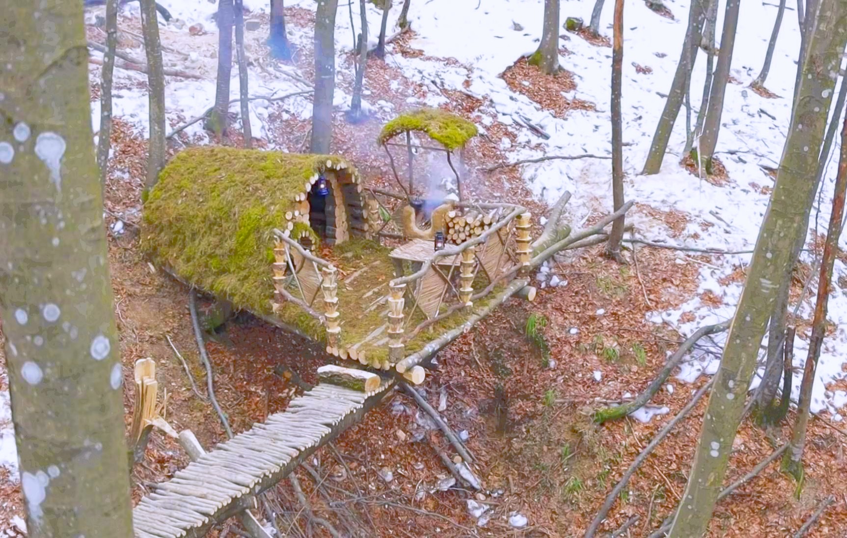 满山都是倒下的树,徒手盖栋观景小木屋,吃的好睡得暖风景更无敌哔哩哔哩bilibili