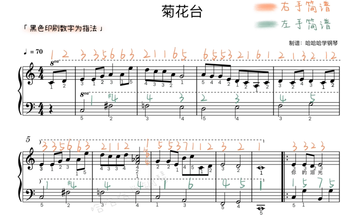 菊花台指弹谱图片