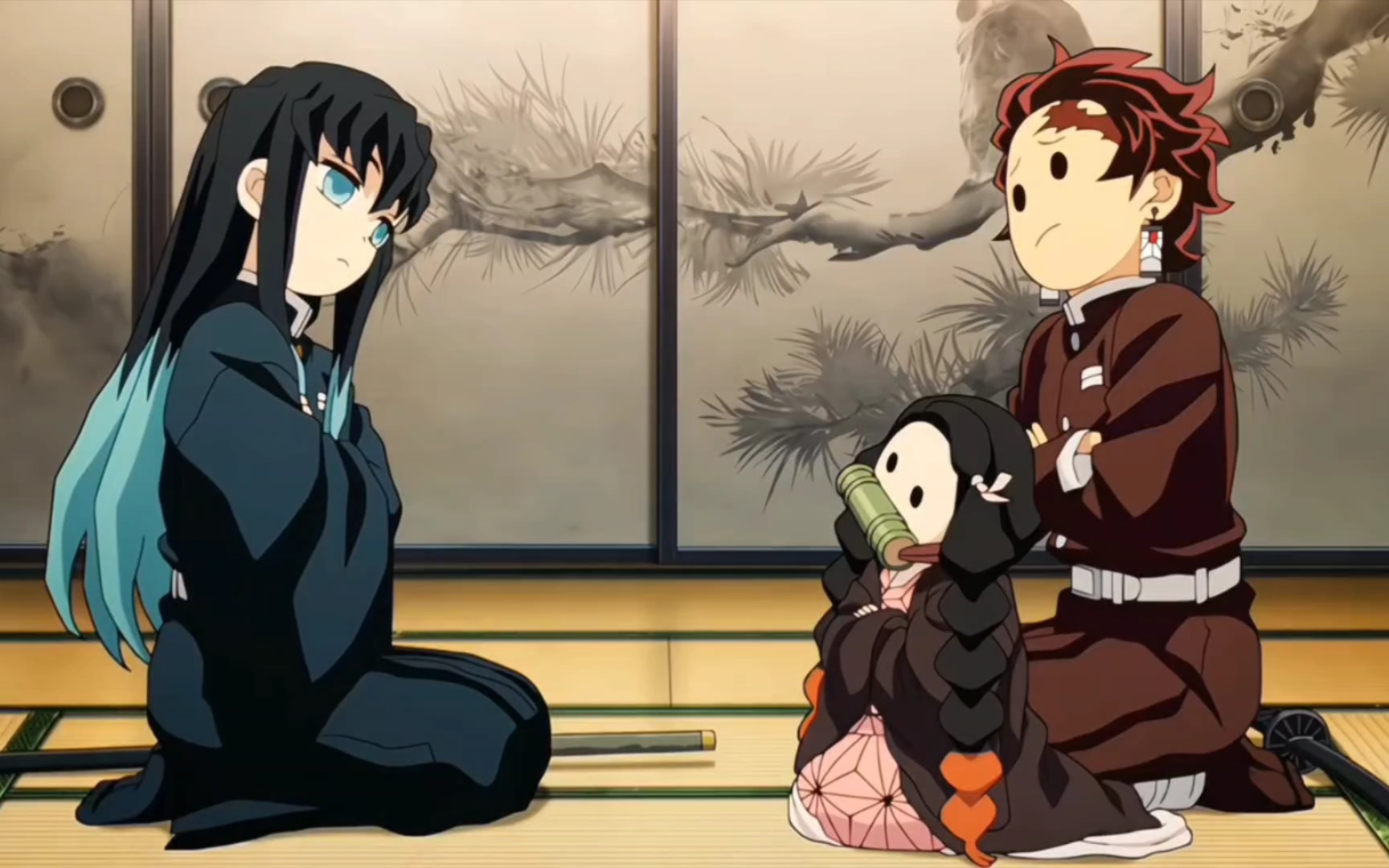 "这个豆豆眼歪头简直不要太可爱"#鬼灭之刃#祢豆子#时透无一郎#锻刀村