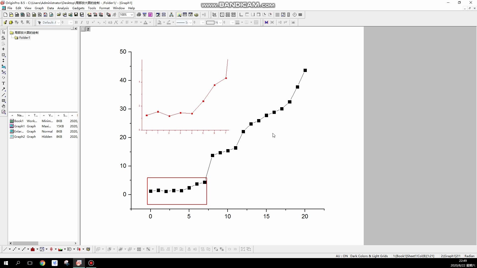 利用origin绘制局部放大图