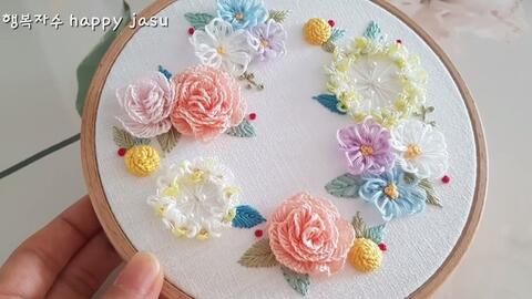 刺绣】立体刺绣花束95-娇小的花卉刺绣_哔哩哔哩_bilibili