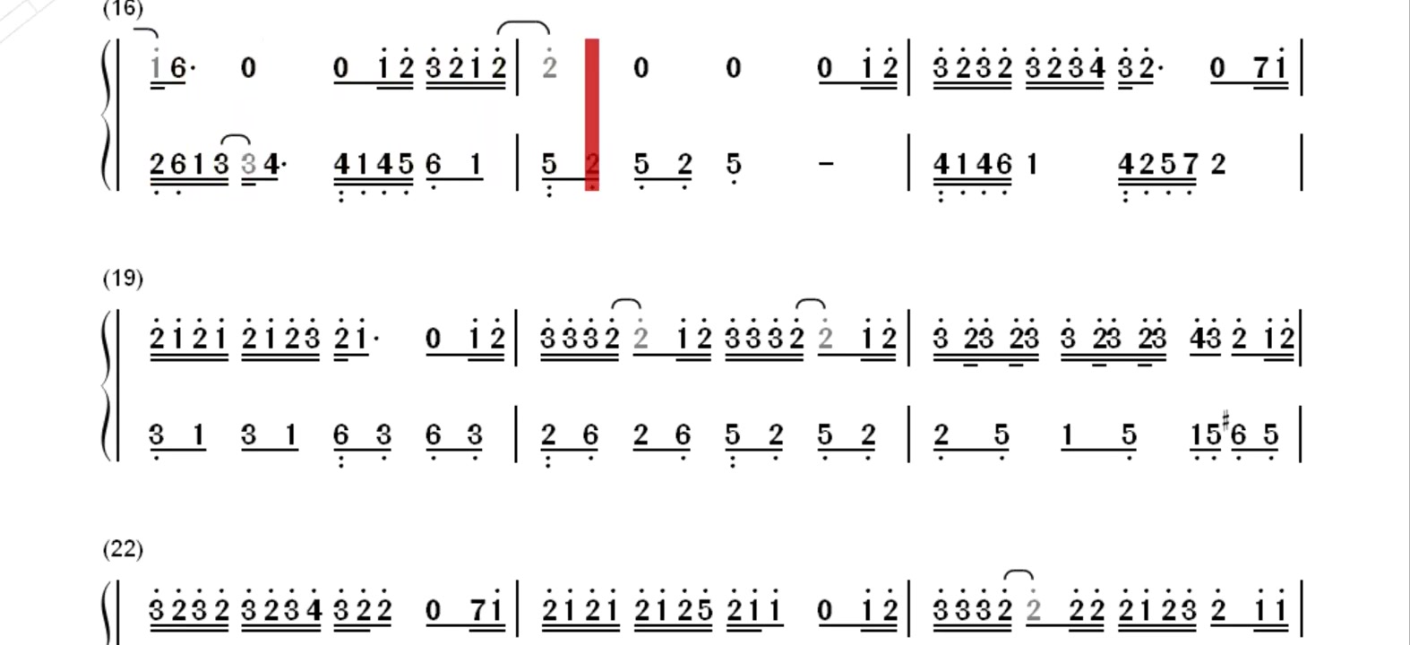 倒影钢琴谱子数字图片