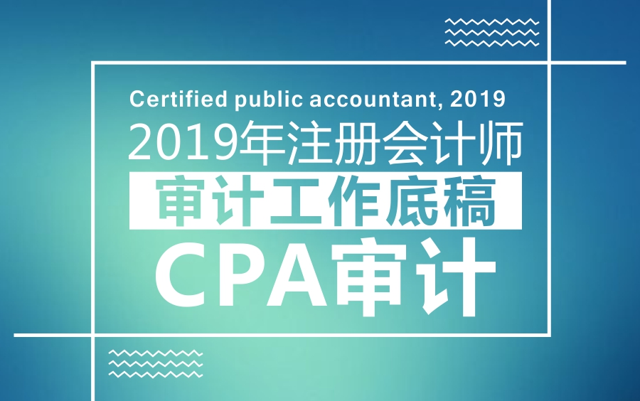 2019年注会|注册会计师|CPA审计:审计工作底稿哔哩哔哩bilibili