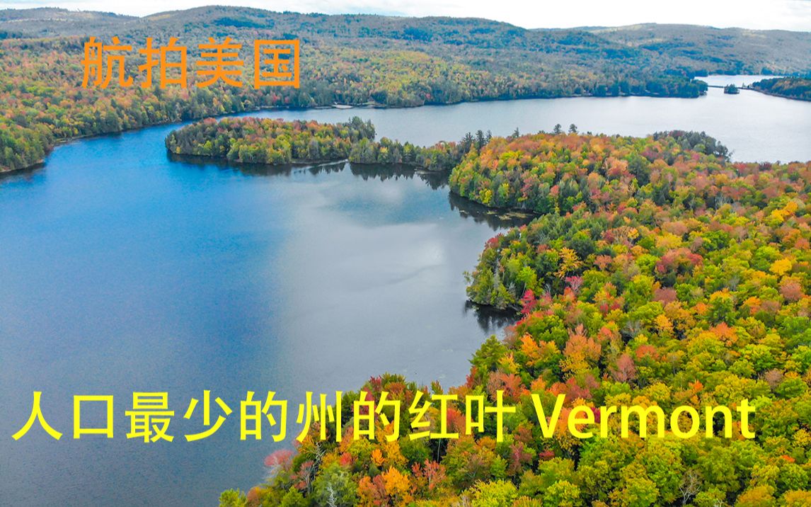 航拍美国人口最少州Vermont(佛蒙特州)的原始森林与漫山遍野红叶哔哩哔哩bilibili