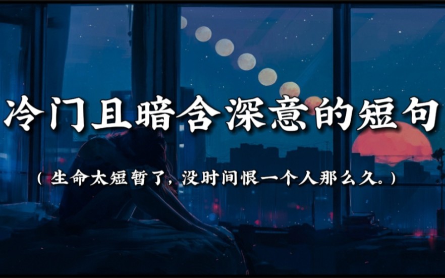 “生命太短暂了, 没时间恨一个人那么久.” | 冷门且暗含深意的短句哔哩哔哩bilibili