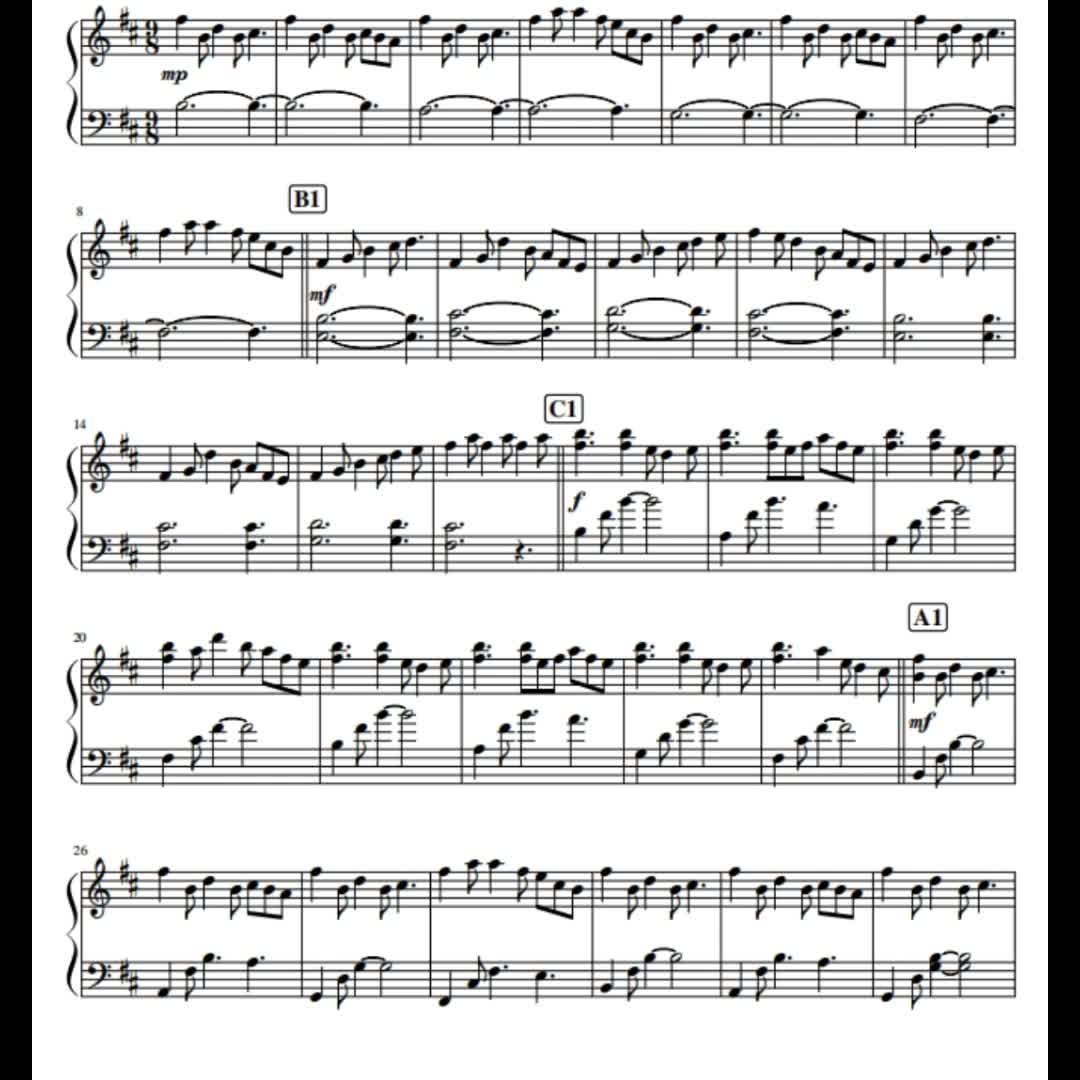 赠谱--蝴蝶 竖琴谱