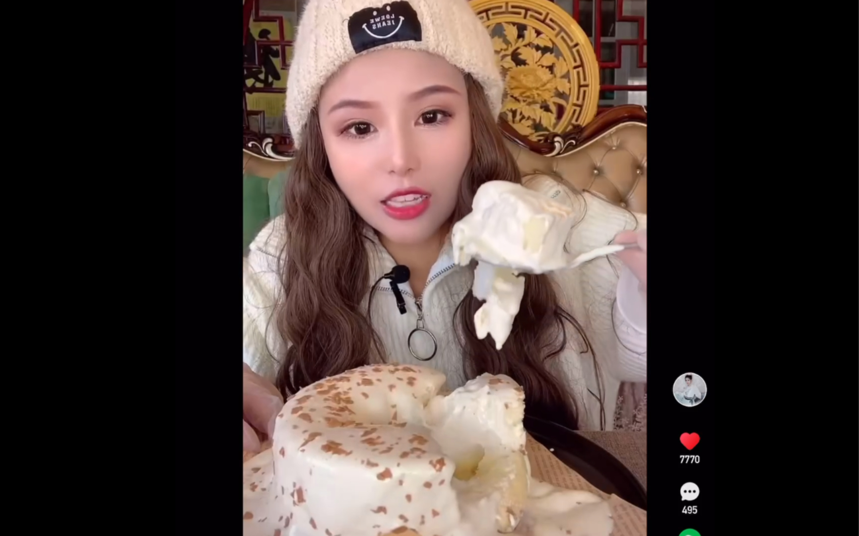 (抹茶小珂珂)吃一整个焦糖伯爵爆浆蛋糕 食音声控