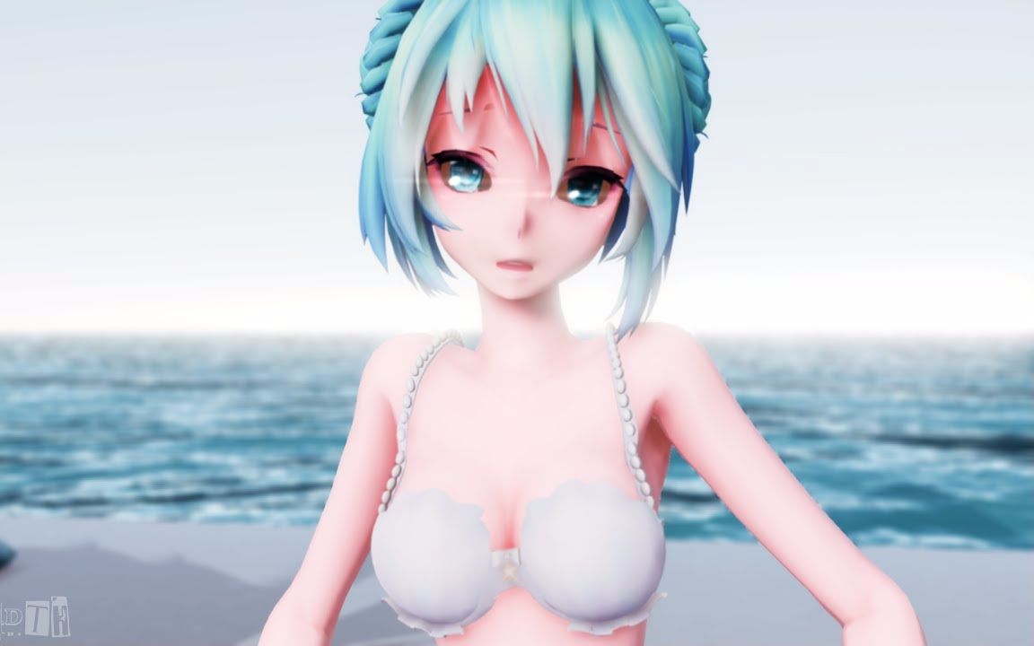 【mmd】純潔的未來之景 白色泳裝初音_嗶哩嗶哩_bilibili