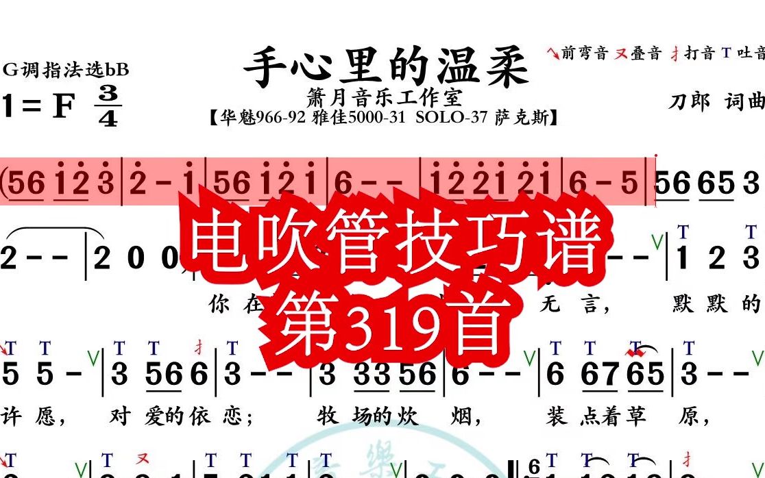 [图]《手心里的温柔》第319首电吹管技巧动态简谱演奏示范，火鹰智能读谱软件功能齐全 .