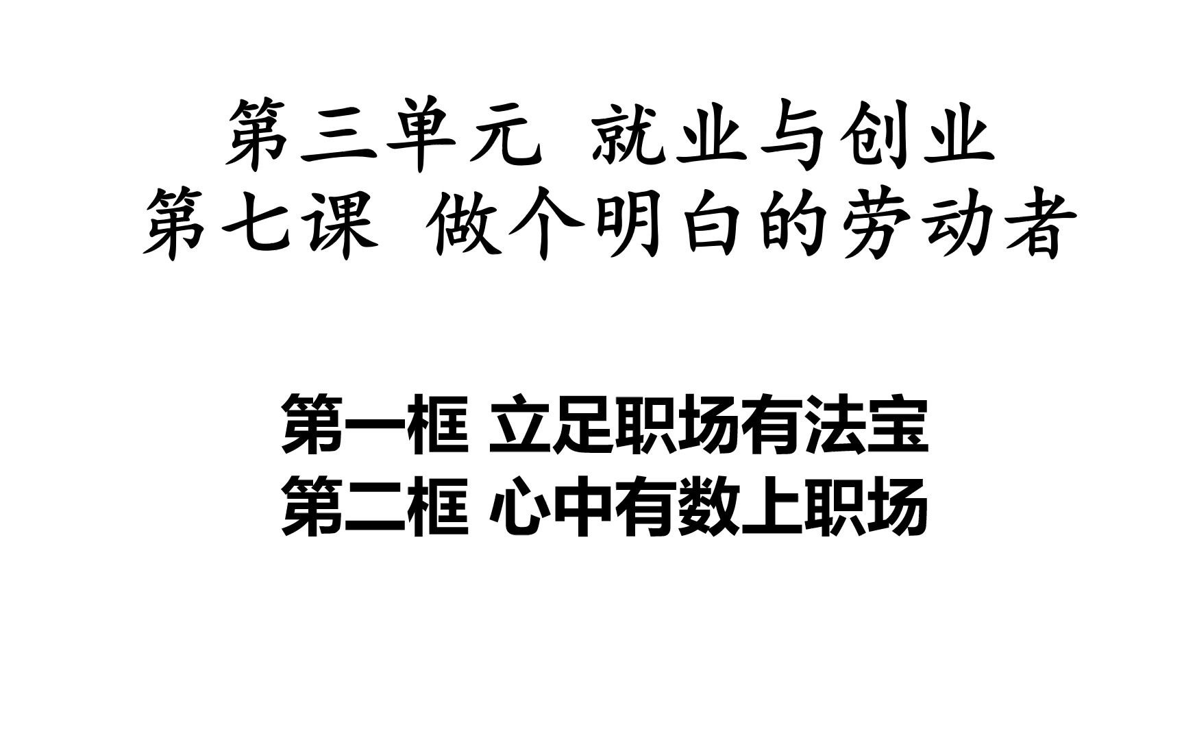 [图]【一轮复习教材精讲精练】平哥讲选修二 第七课 做个明白的劳动者（第一课时）