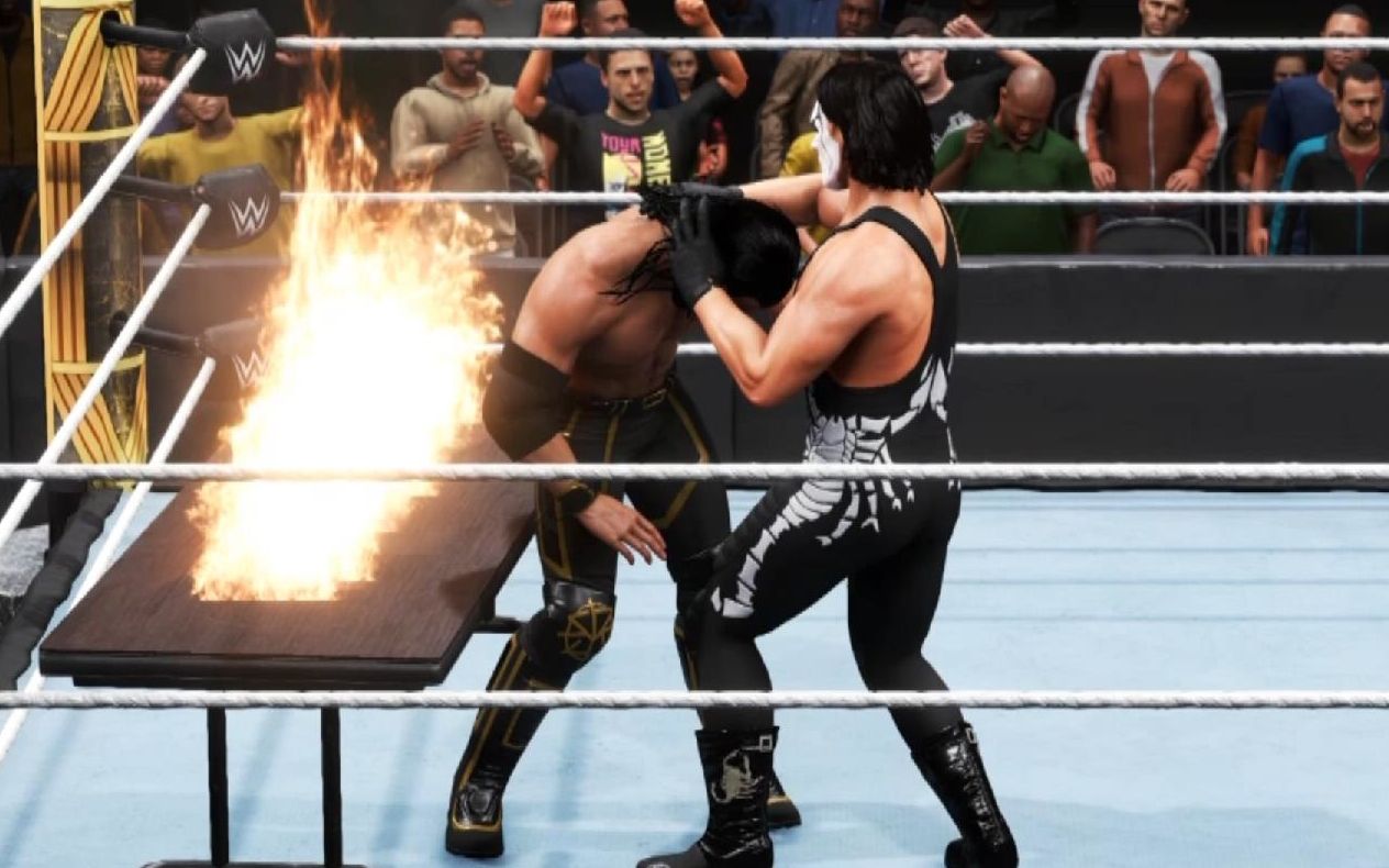 wwe2k20魔蝎大帝的复仇斯汀vs赛斯罗林斯多年前的那场比赛应该是这样