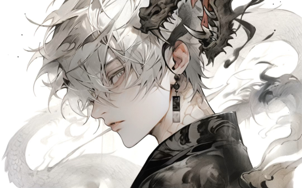 ai国风水墨龙族少年