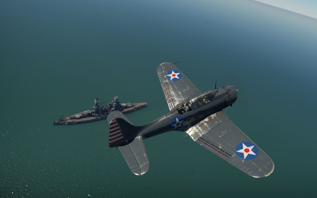 【战争雷霆】三屏幕超宽感受sbd-3"无畏"在航母上起飞与降落