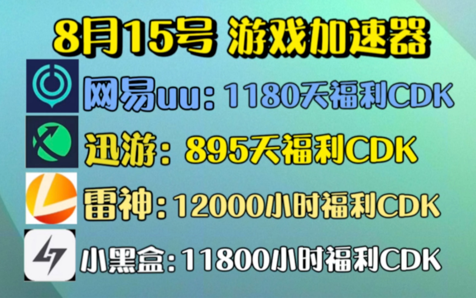 UU游戏加速器免费领990天兑换码【8月15号最新】周卡月卡!UU游戏加速器990天兑换码!雷神加速器3600天!迅游加速器900天!诸多免费游戏加速器兑...