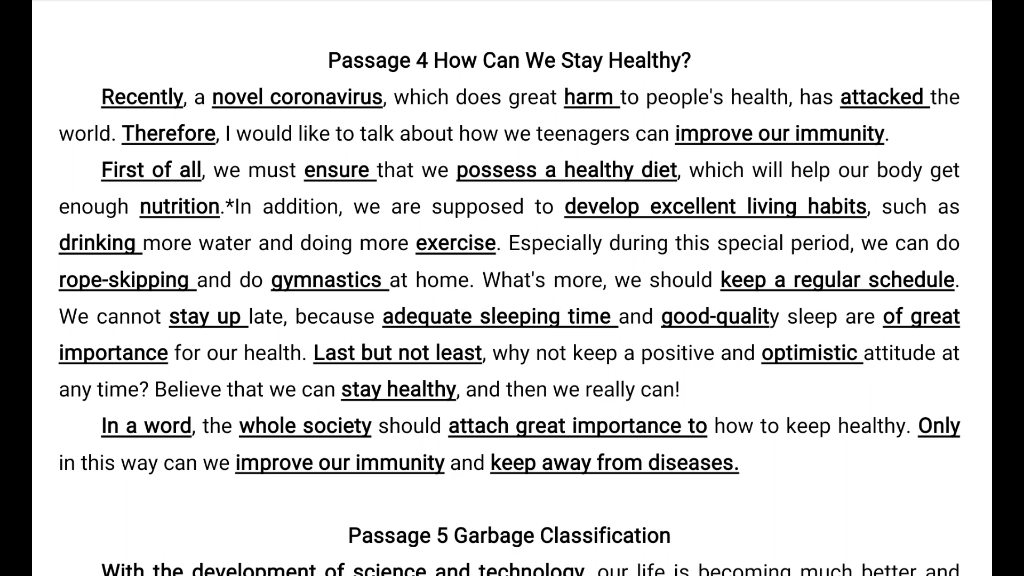 [图]新高中英语词汇语境记忆 passage 4 How Can We Stay Healthy？