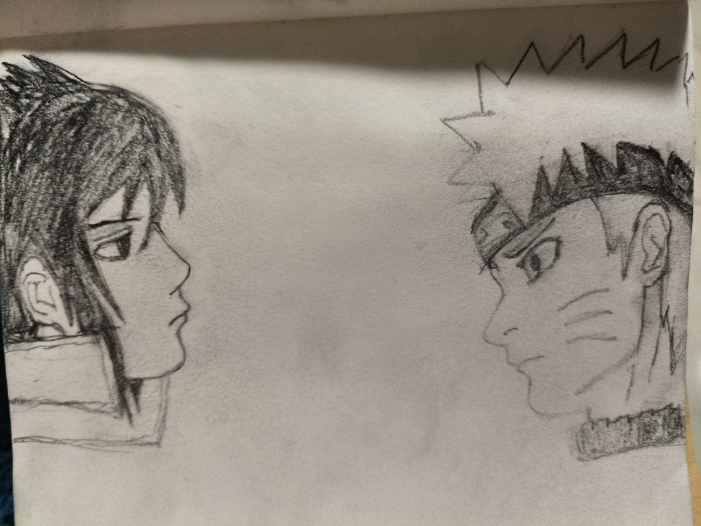 手绘:鸣人和佐助.初中看的火影忍者,看到两百集左右