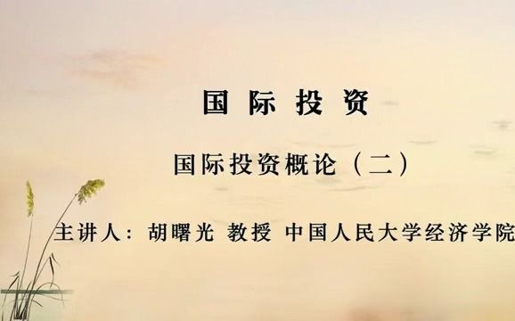 【中国人民大学】国际投资概论(二)哔哩哔哩bilibili