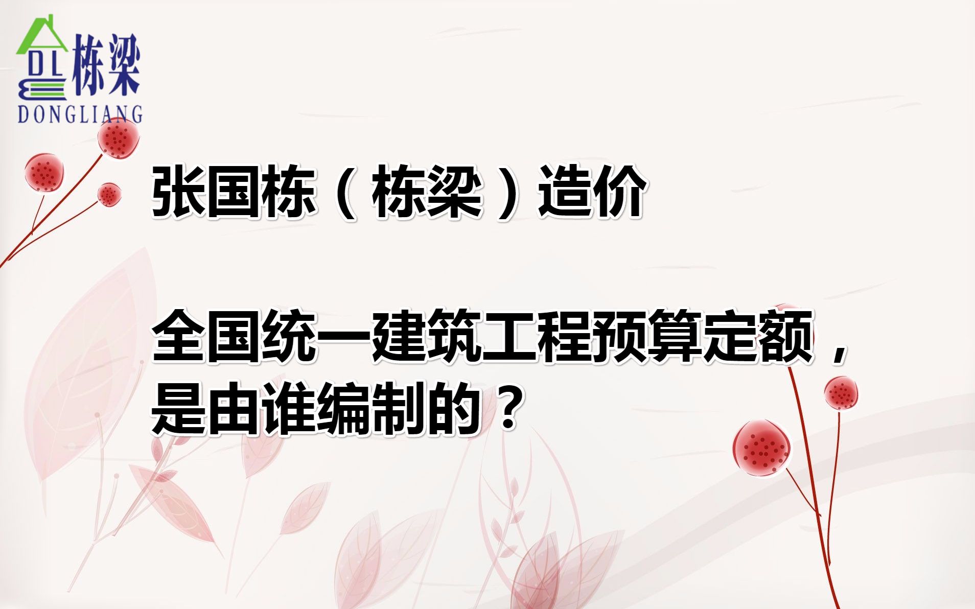 张国栋(栋梁)造价:全国统一建筑工程预算定额是谁编制的?哔哩哔哩bilibili