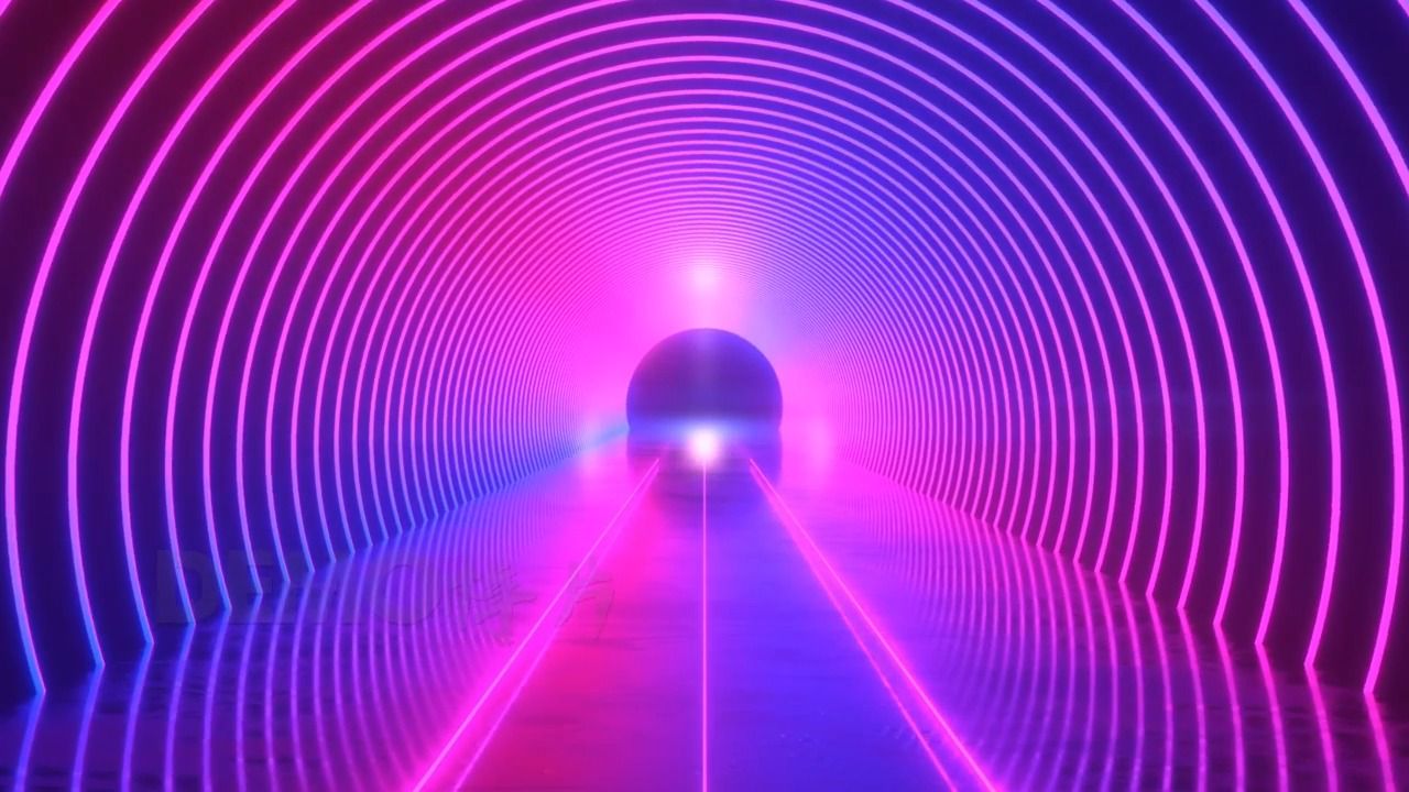 m809 4k画质粉色紫色霓虹灯光线条空间隧道穿梭动感现代流行爵士舞