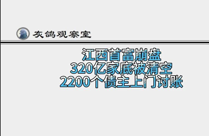 江西首富崩盘,320亿家底被清空,2200个债主上门讨账哔哩哔哩bilibili