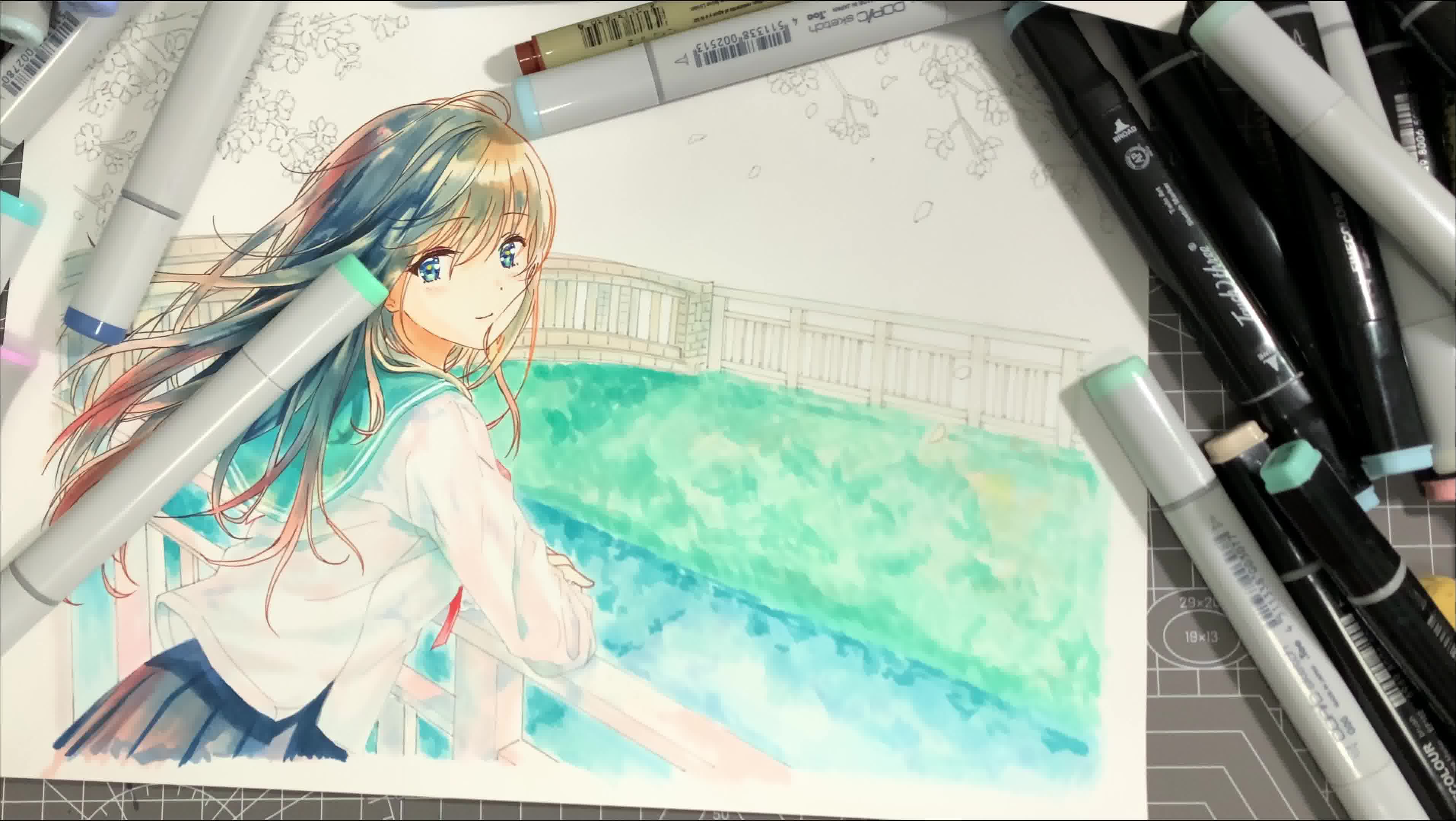 【马克笔临摹】手绘hiten笔下温柔的少女