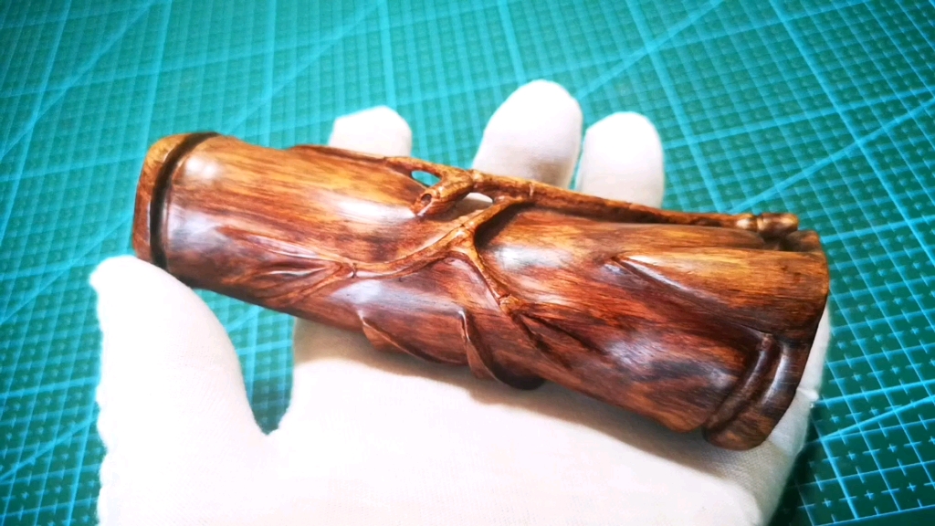 海南黄花梨紫油梨竹节手把件