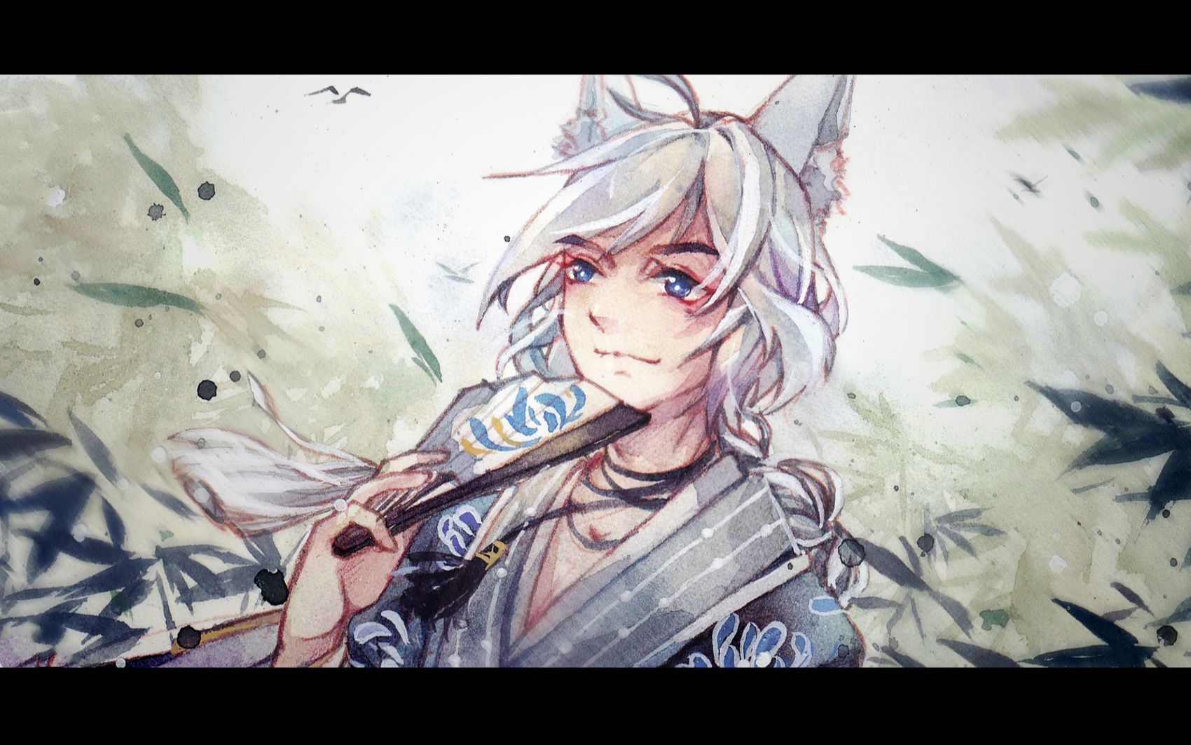 【水彩手绘】平安京 妖狐 逐月照君_哔哩哔哩_bilibili