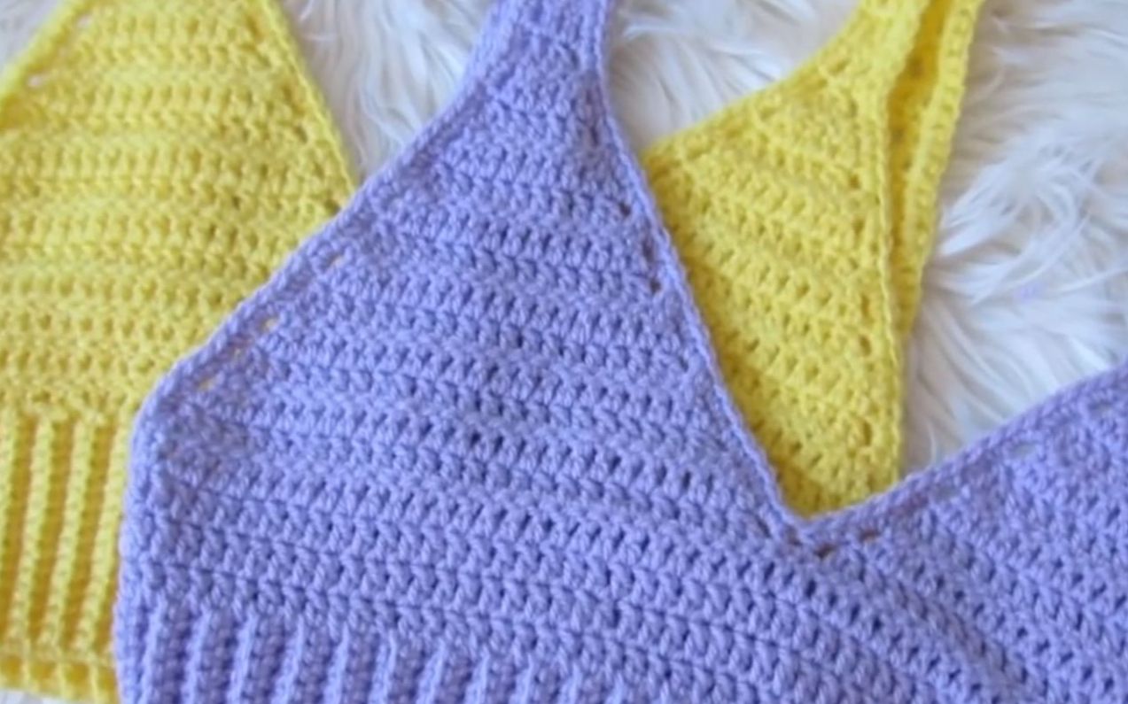 自制小胸罩?Crochet Summer Crop Top Tutorial哔哩哔哩bilibili