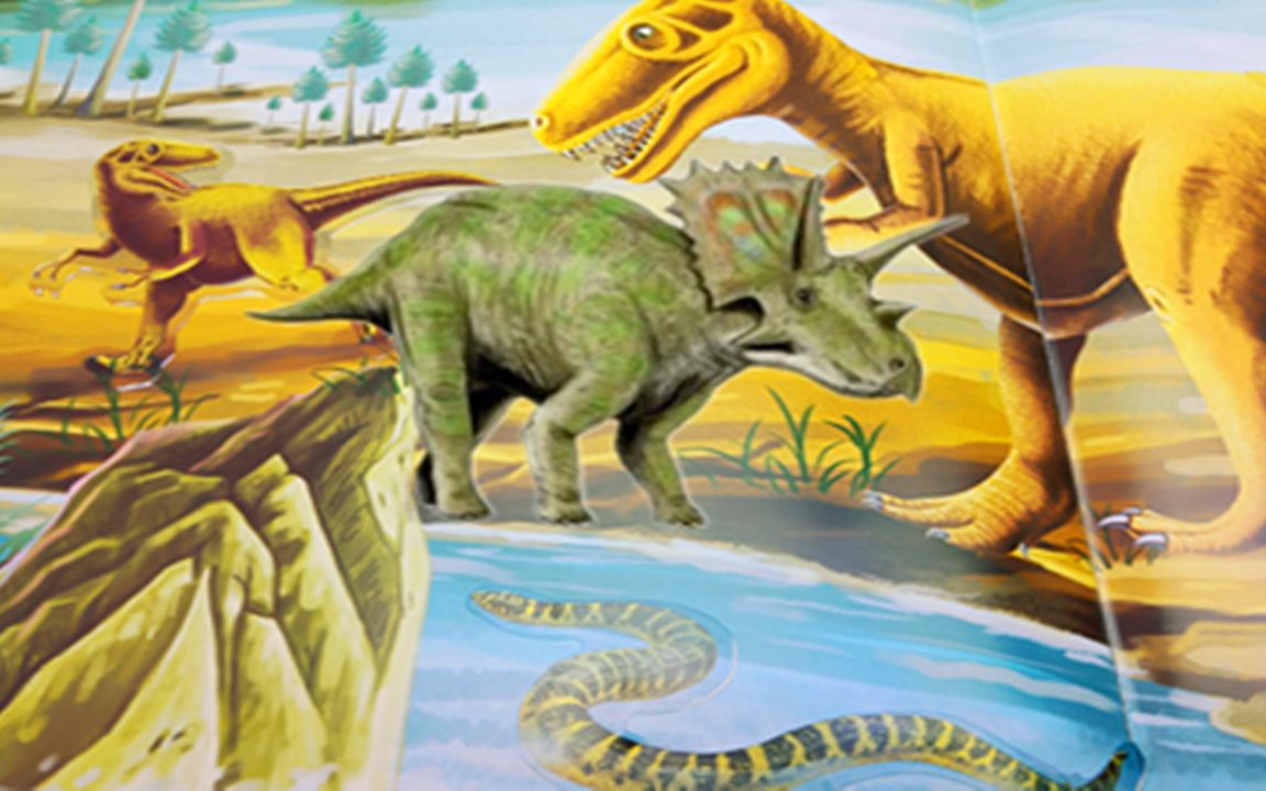 认识后弯齿龙,厚针龙和三角龙,贴纸玩具